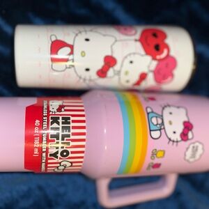Hello Kitty Pink and White Thermos Set
